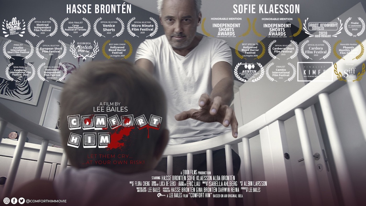 Comfort Him - poster with laurels